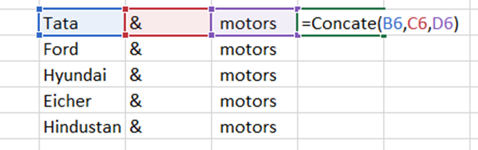 Concatenate in Microsoft Excel